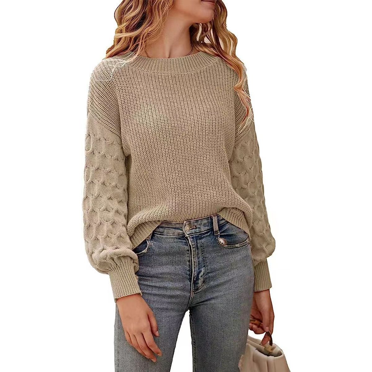 BLWOENS - Suéter Blwoens Beige - Manga Larga Y Fit Slouchy