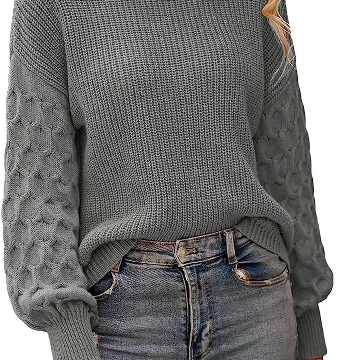 BLWOENS - Suéter de punto para Mujer -Gris