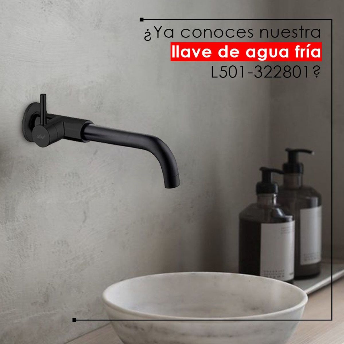 XM - LLAVE PARA LAVATORIO PARED NEGRO ALETA L501-322801