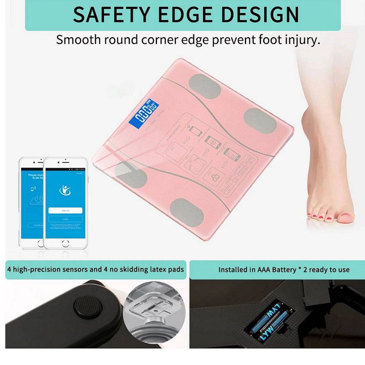 GENERICO - Balanza Smart Digital Bluetooth Color Rosado