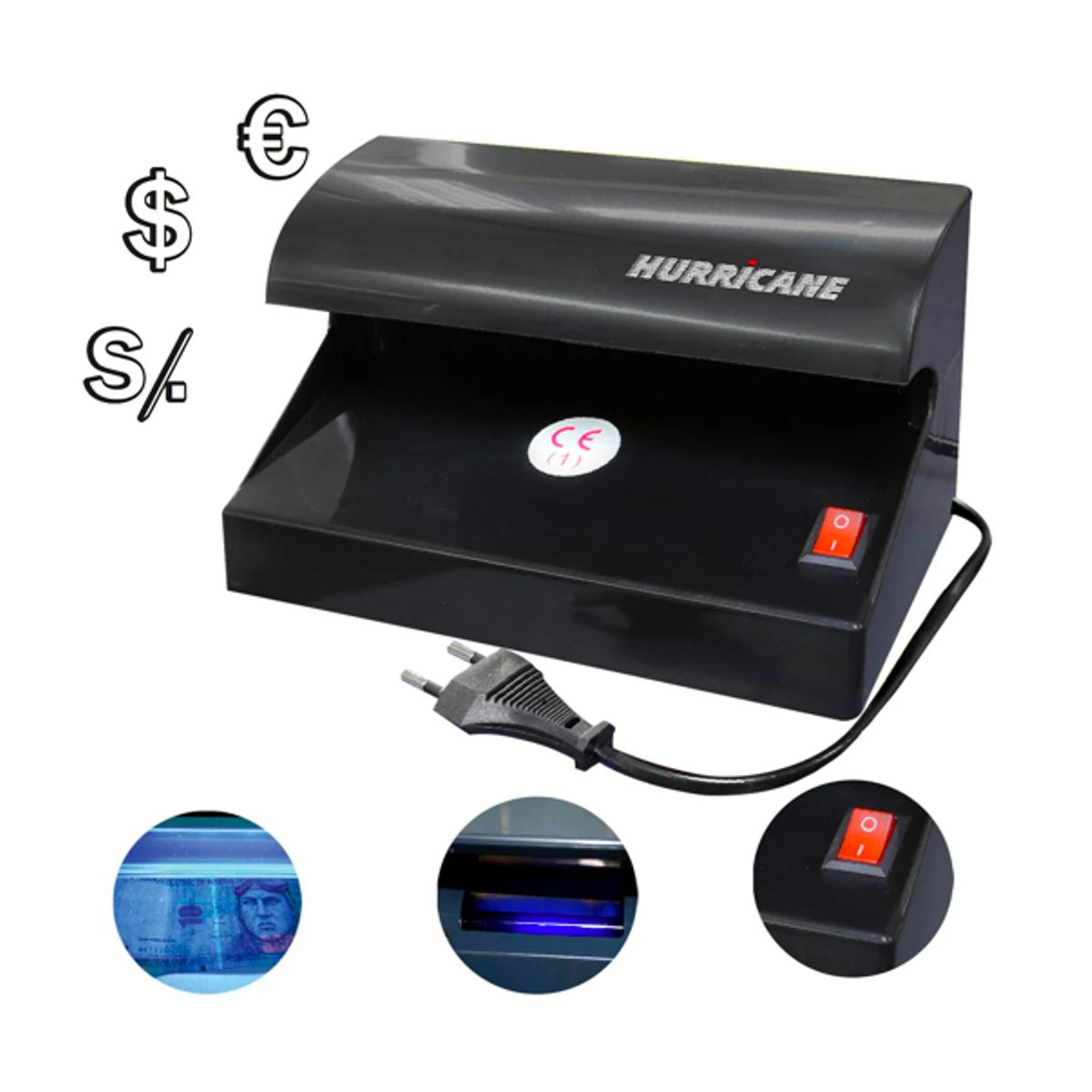 HURRICANE - Detector De Billetes Falsos Luz UV HR-117 HURRICANE