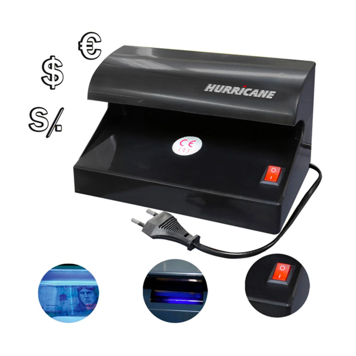 HURRICANE - Detector De Billetes Falsos Luz UV HR-117 HURRICANE