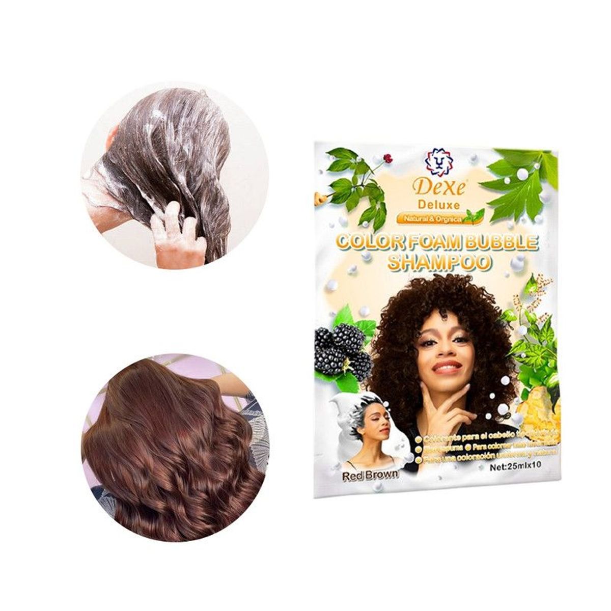 DEXE - Shampoo Capilar Cubre Canas Marrón Rojo Dexe