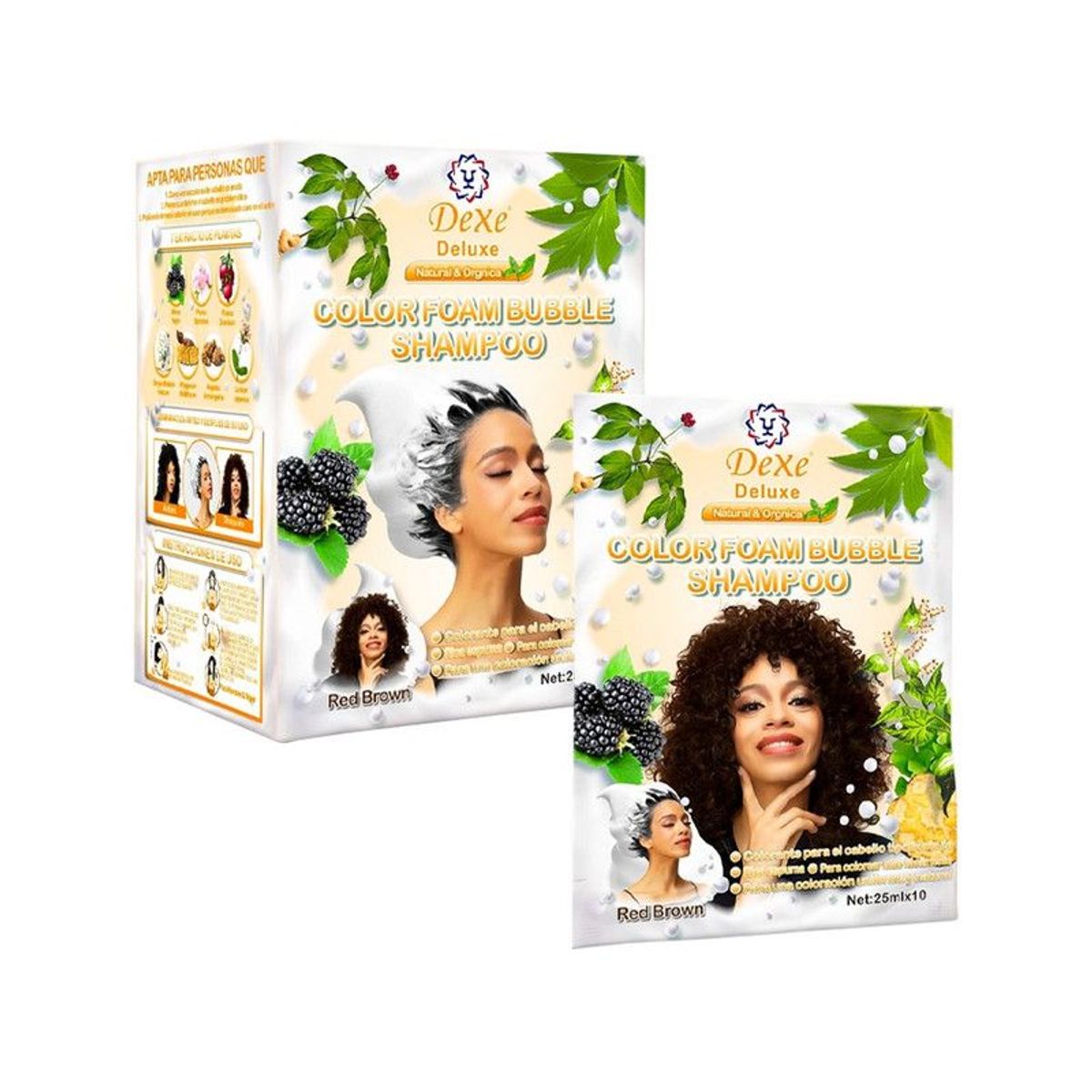 DEXE - Shampoo Capilar Cubre Canas Marrón Rojo Dexe