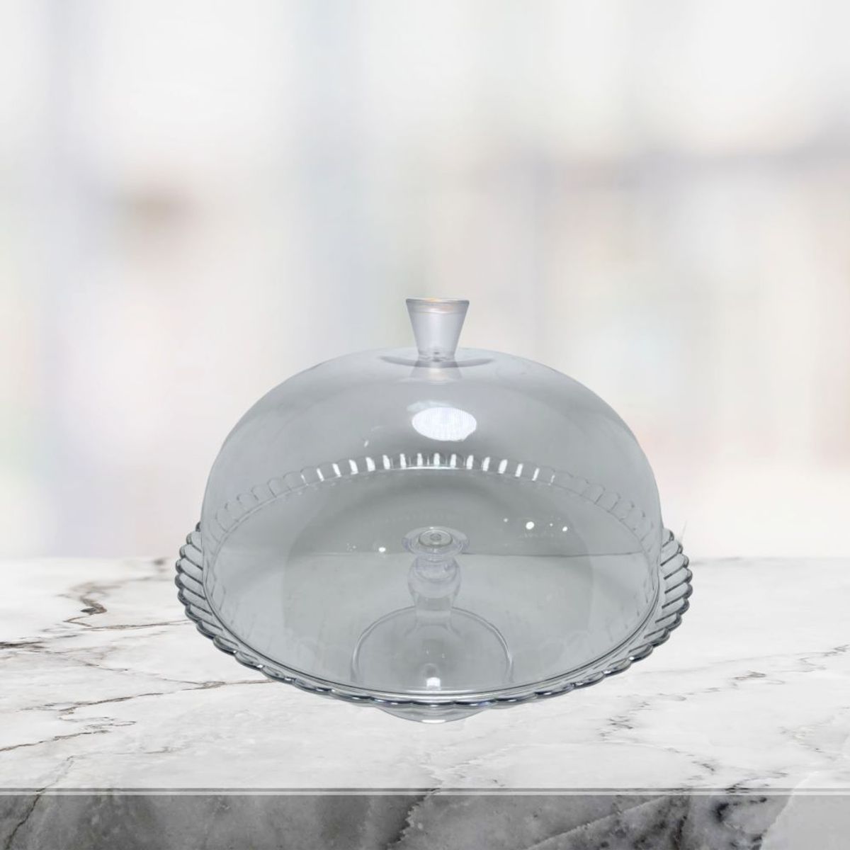 GENERICO - Portatorta de acrílico con tapa y pedestal 34cm