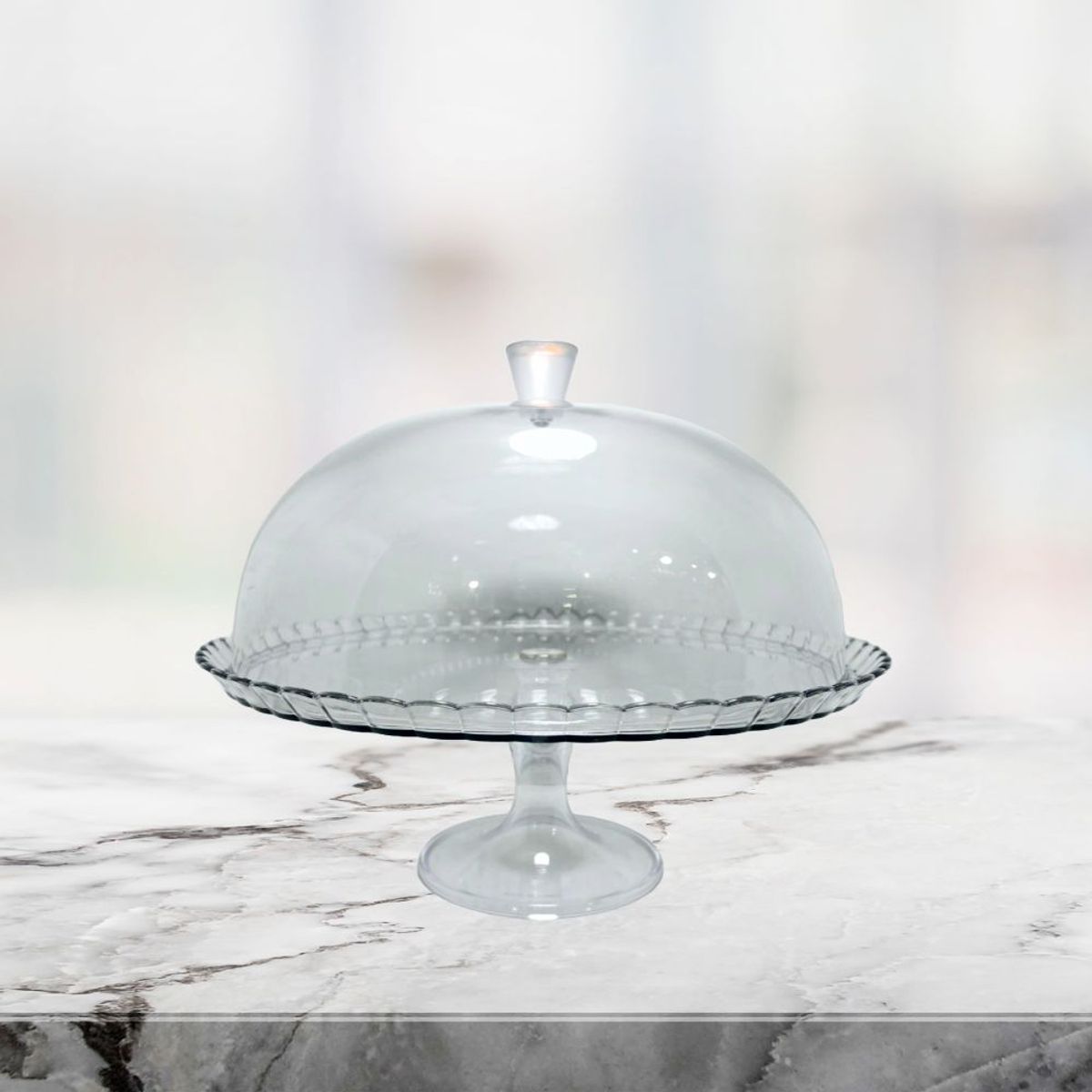 GENERICO - Portatorta de acrílico con tapa y pedestal 34cm