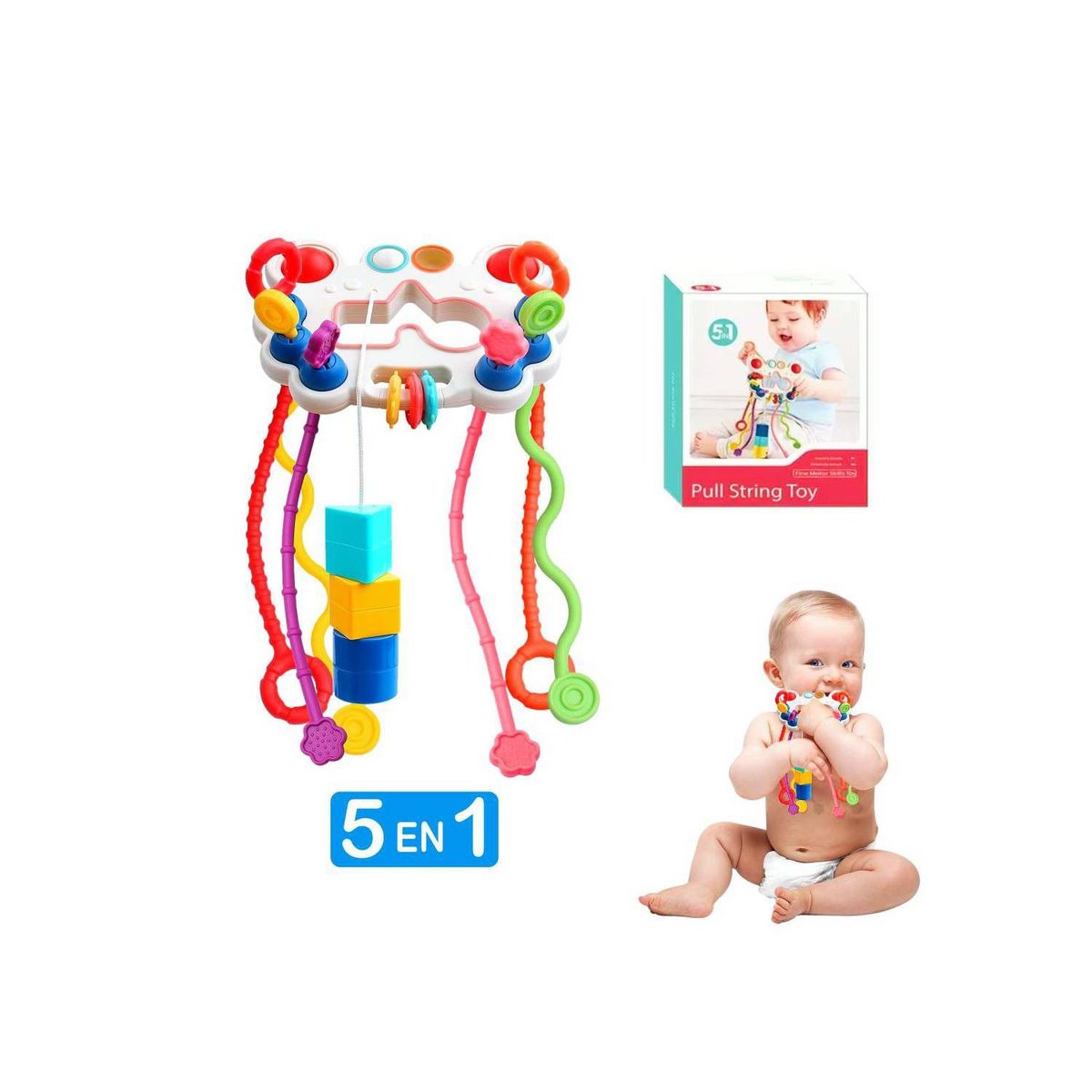 GENERICO - JUGUETE DE ACTIVIDADES 5 EN 1 CON CUERDAS - JUEGA Y EXPLORA
