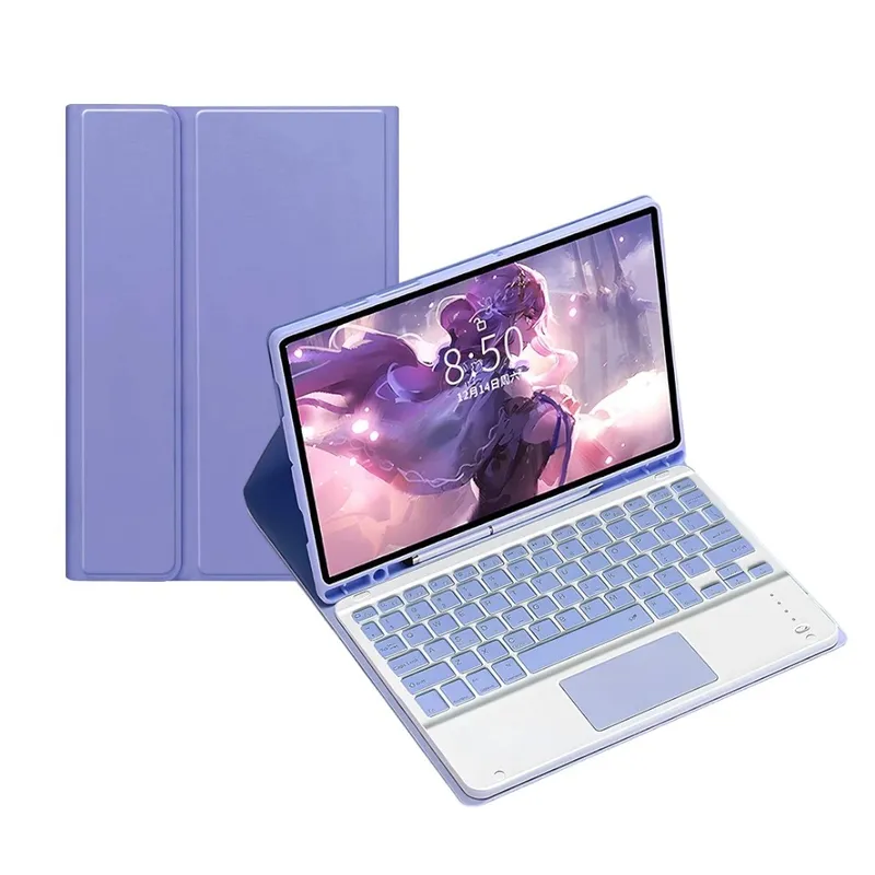 FUNDAANTIGOLPES - Funda con Teclado Bluetooth paraTablet Samsung A9 PLUS 11 Lavanda