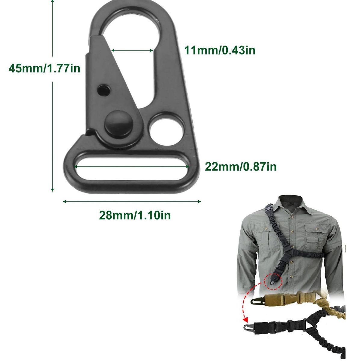 GENERICO - 2 hebilla mosqueton metal para portagali