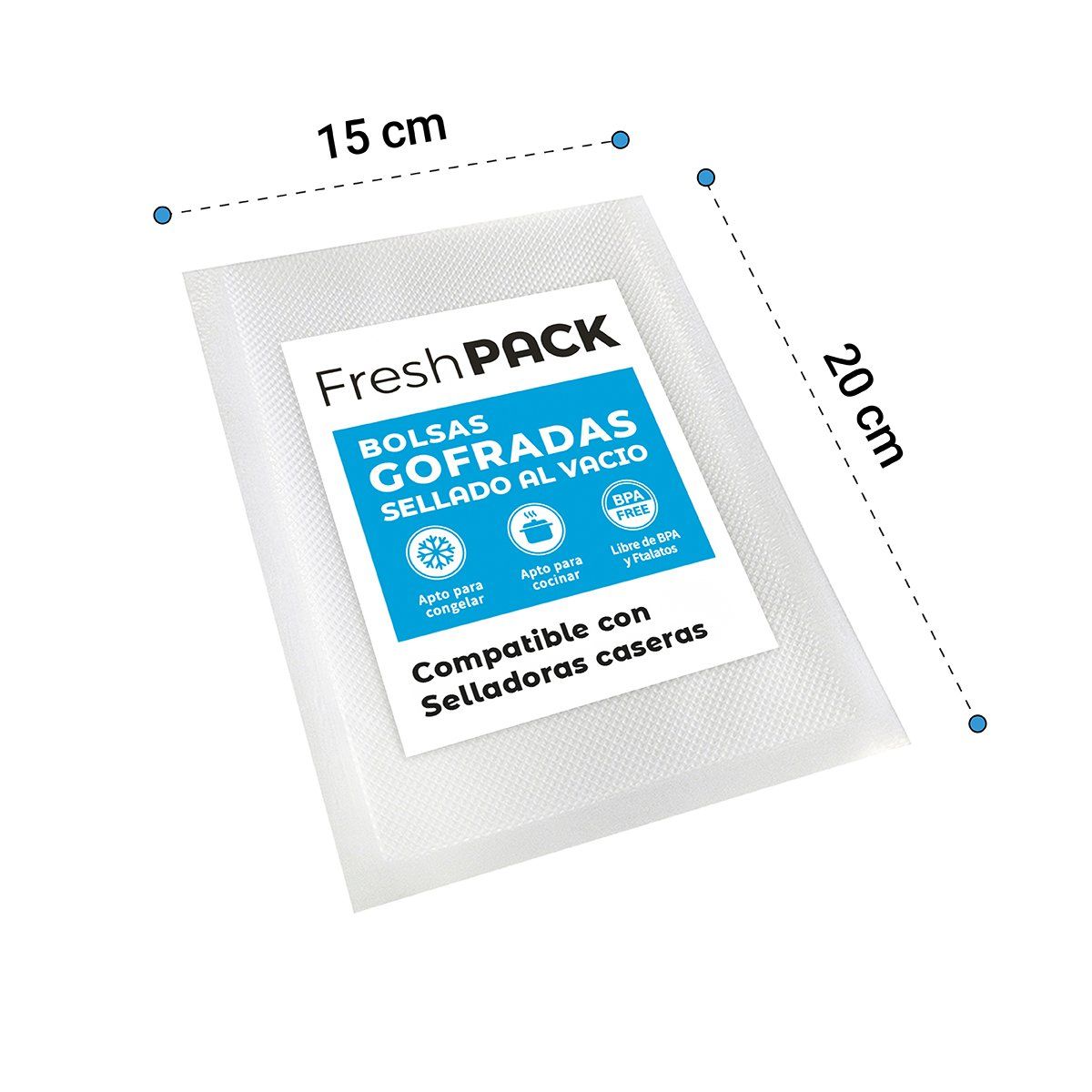 GENERICO - Bolsas Gofradas Sellado al Vacío 15x20 Cm 100 Und