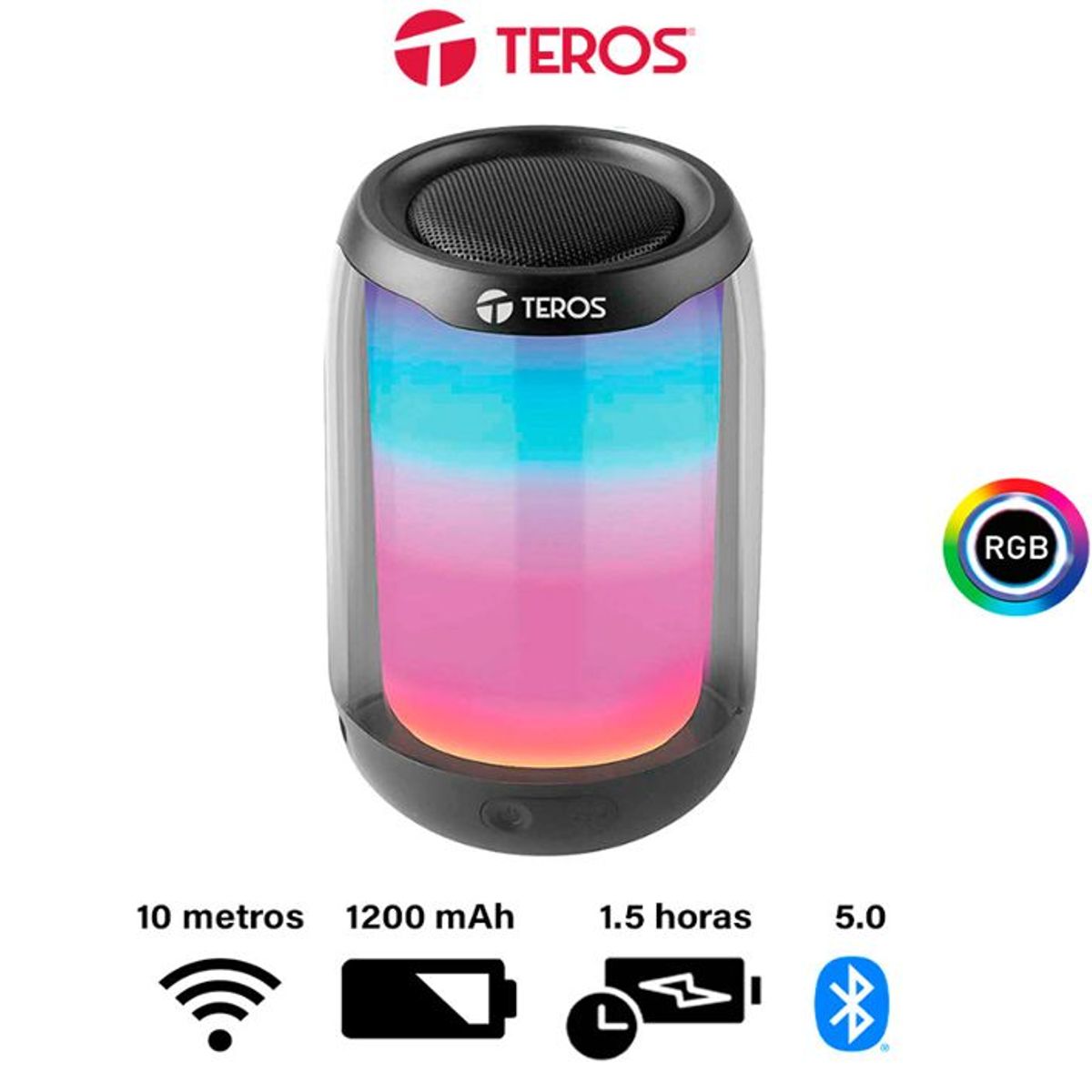 TEROS - Parlante Inalámbrico Teros TE-6043N Luz LED Bluetooth