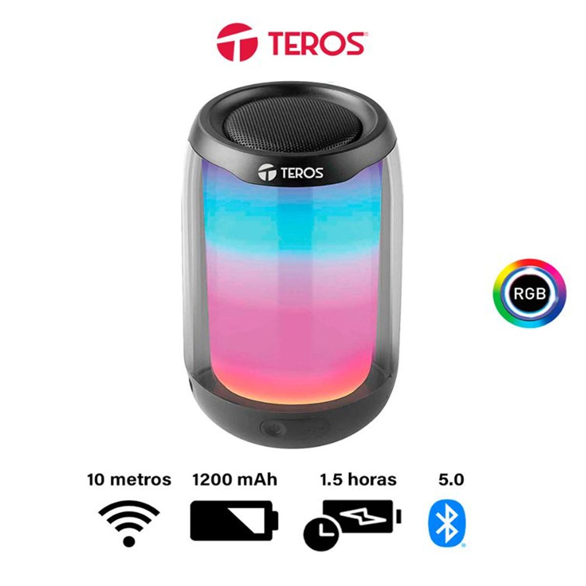 TEROS - Parlante Inalámbrico Teros TE-6043N Luz LED Bluetooth