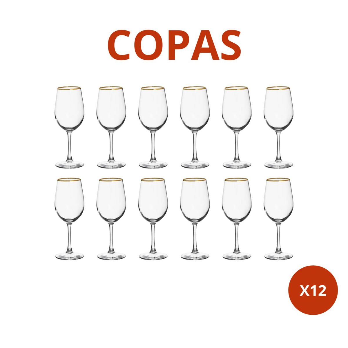 ALLEGRA - SET X  12 COPAS VINO IBIZA GOLD FILO DORADO
