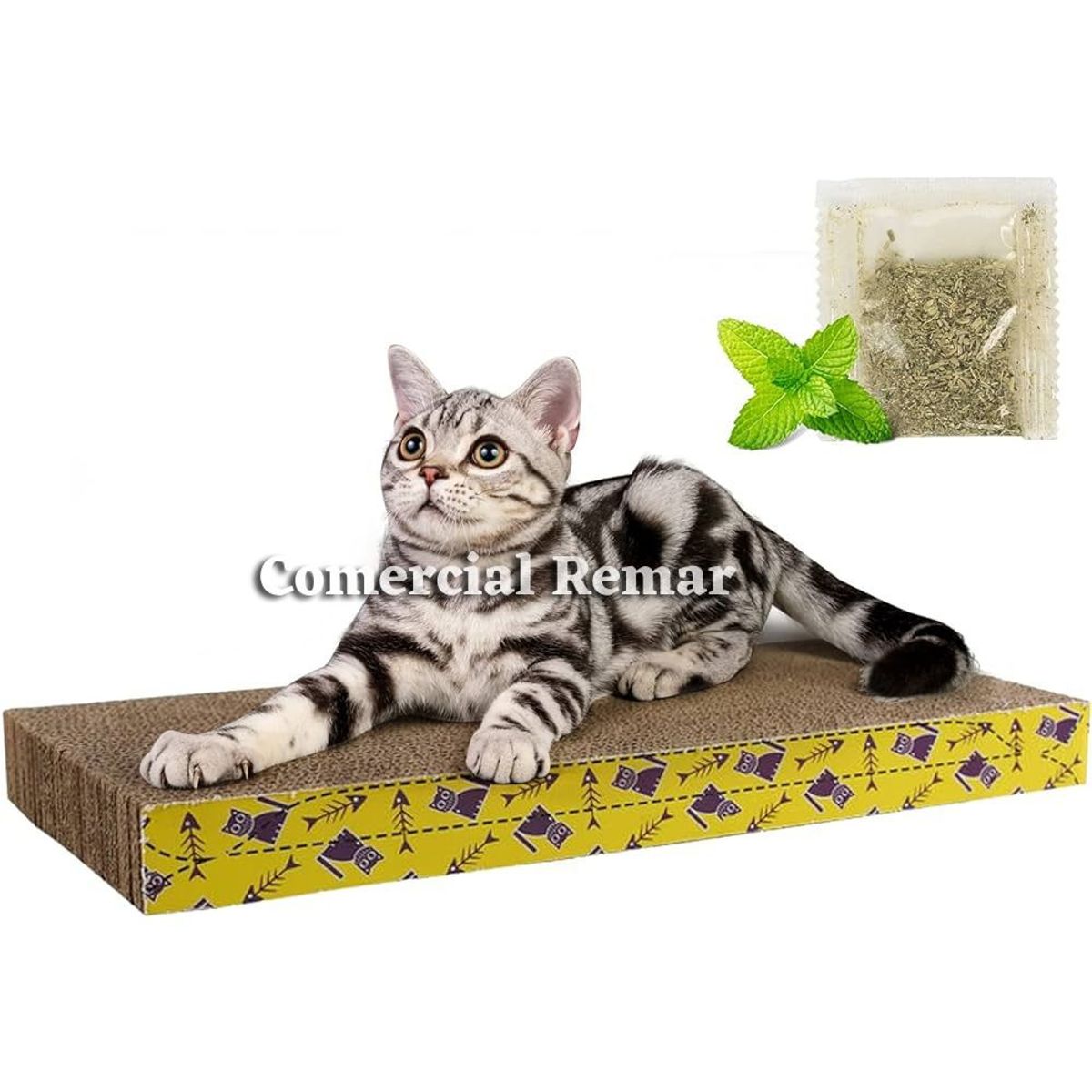 GENERICO - Rascador de Cartón Para Gatos Rectangular con Catnip