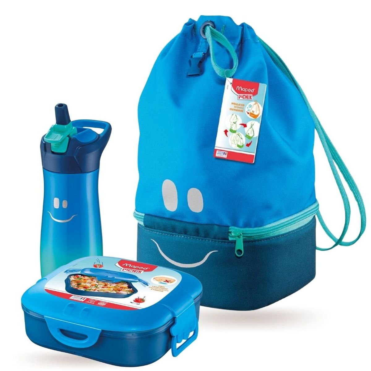 MAPED - Pack Regreso a Clases Lonchera + Hermético + Termo 580 ml Azul