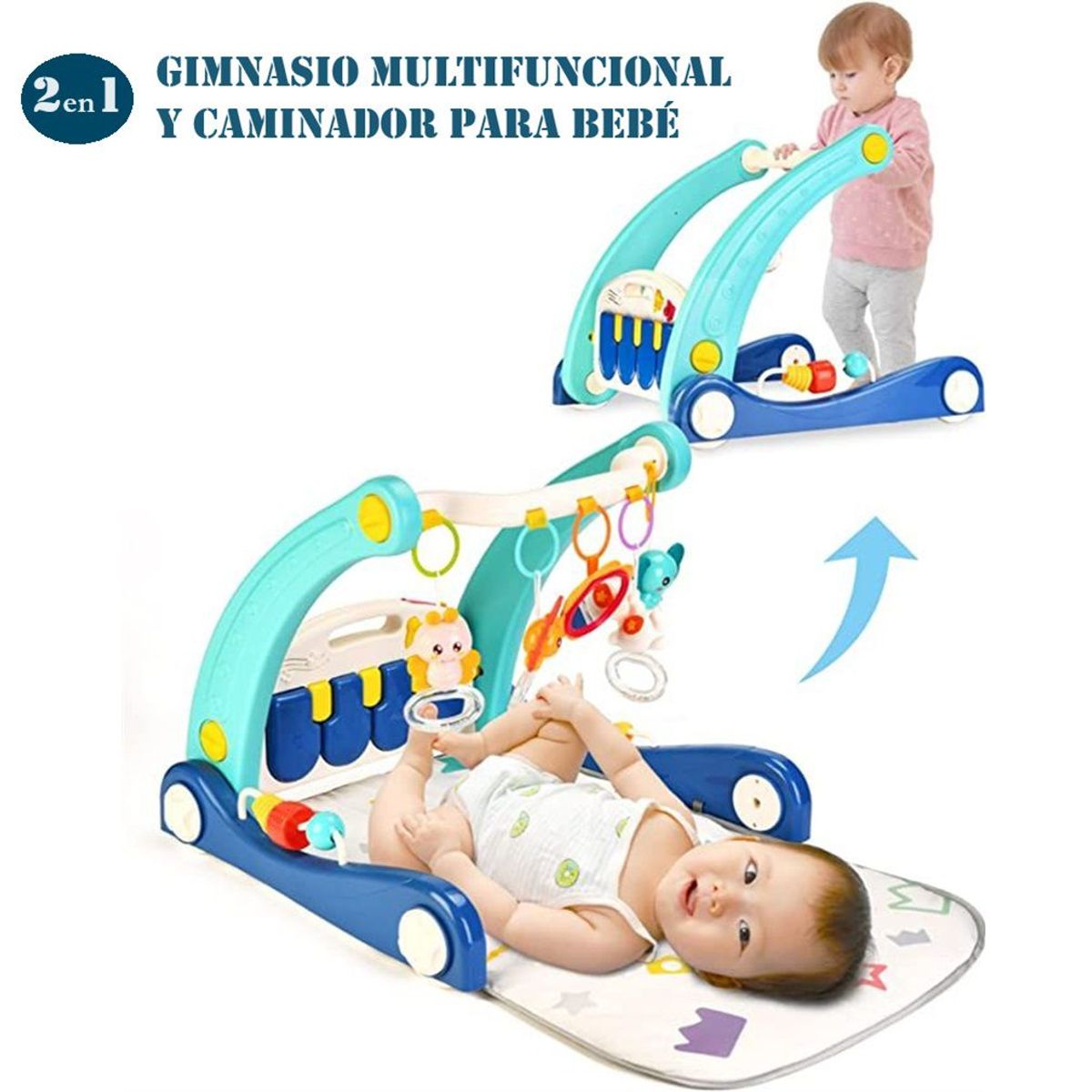 GENERICO - GIMNASIO Y CAMINADOR MULTIFUNCIONAL DIDACTICO PARA BEBE 2EN1