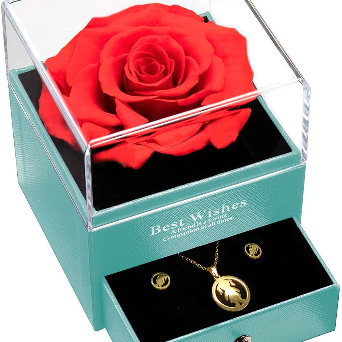 GENERICO - Mini Joyero De Presentación - 1 Compartimento - Rosa Eterna