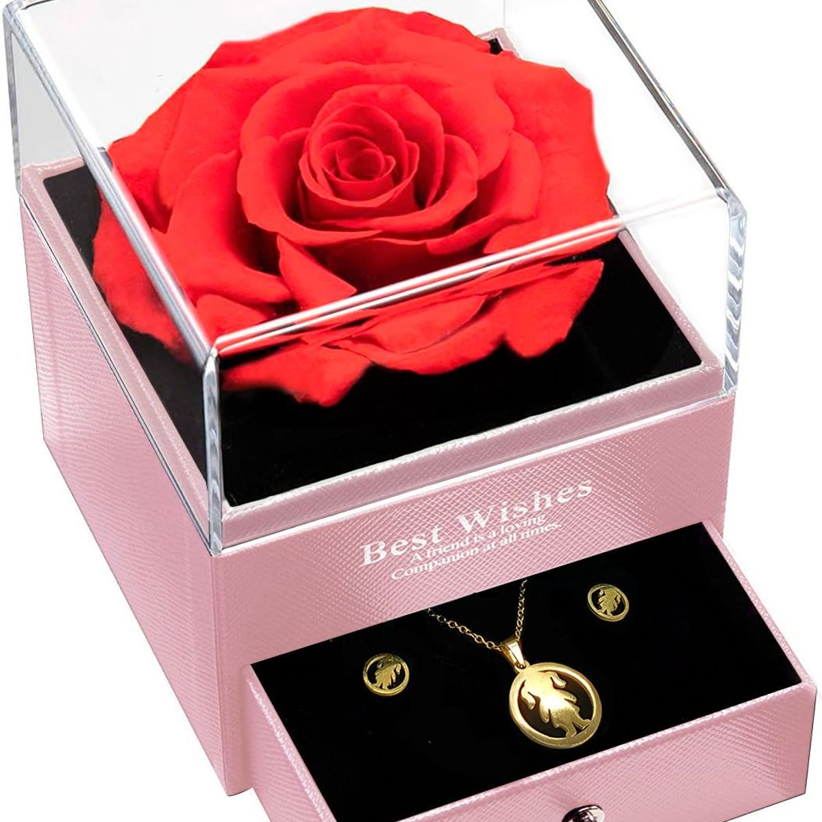 GENERICO - Mini Joyero De Presentación - 1 Compartimento - Rosa Eterna