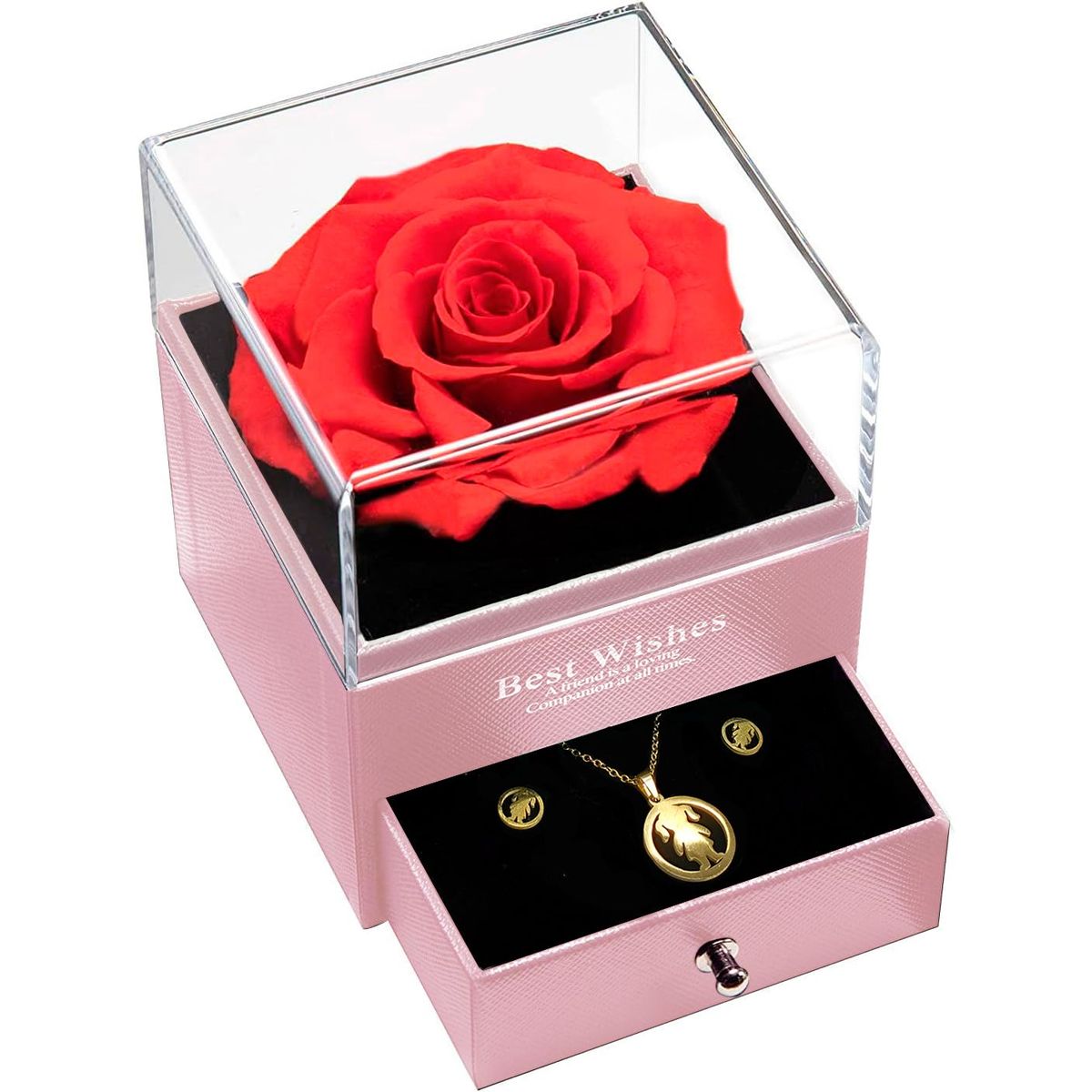 GENERICO - Mini Joyero De Presentación - 1 Compartimento - Rosa Eterna