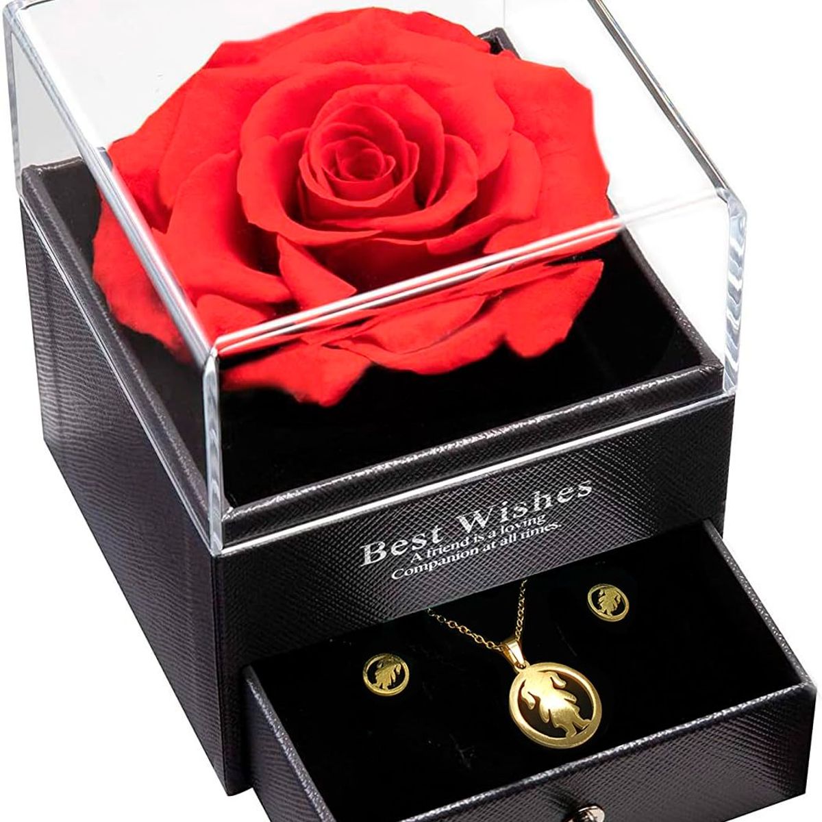 GENERICO - Mini Joyero De Presentación - 1 Compartimento - Rosa Eterna