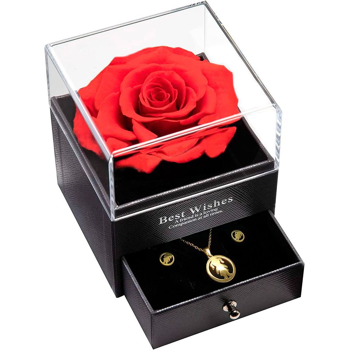 GENERICO - Mini Joyero De Presentación - 1 Compartimento - Rosa Eterna