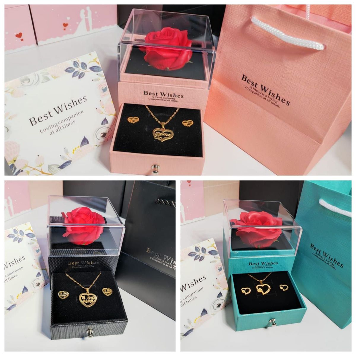 GENERICO - Mini Joyero De Presentación - 1 Compartimento - Rosa Eterna