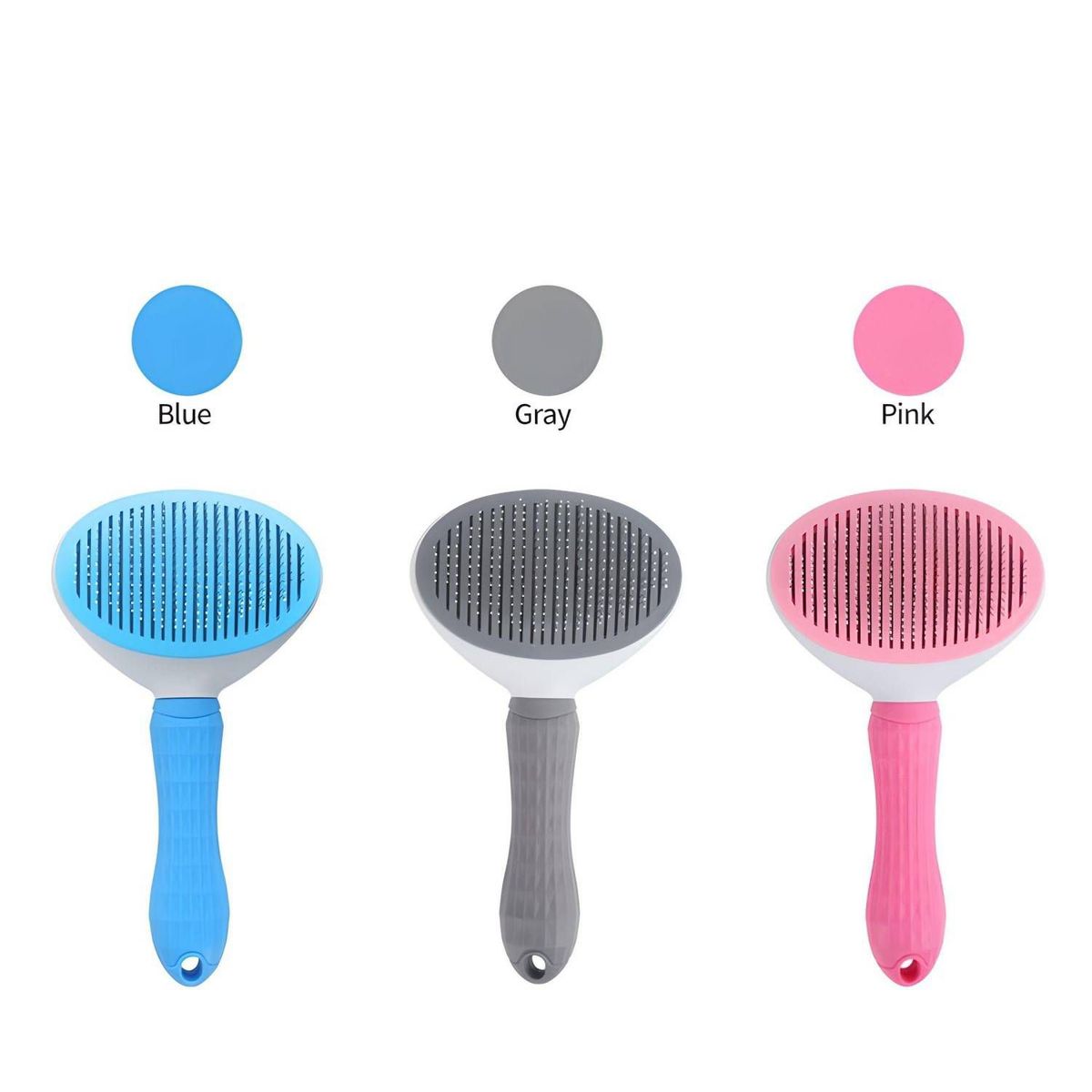 GENERICO - CEPILLO PEINE MASCOTA CON BOTON REMOVEDOR DE PELO AZUL