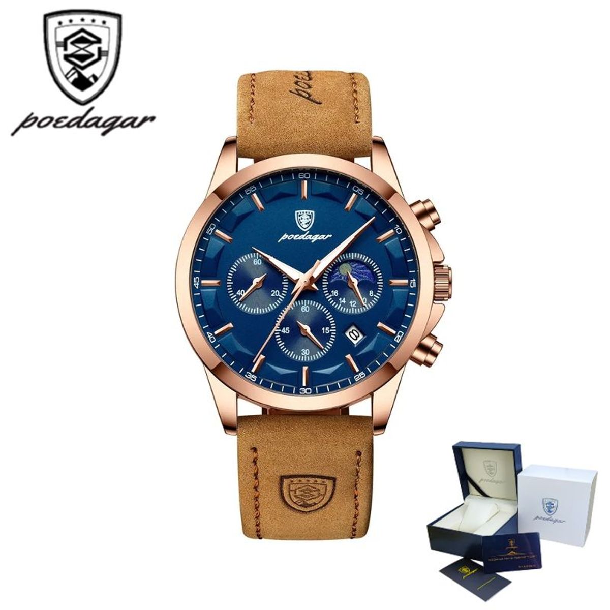 GENERICO - Reloj POEDAGAR para Hombre - Elegante - Cuero