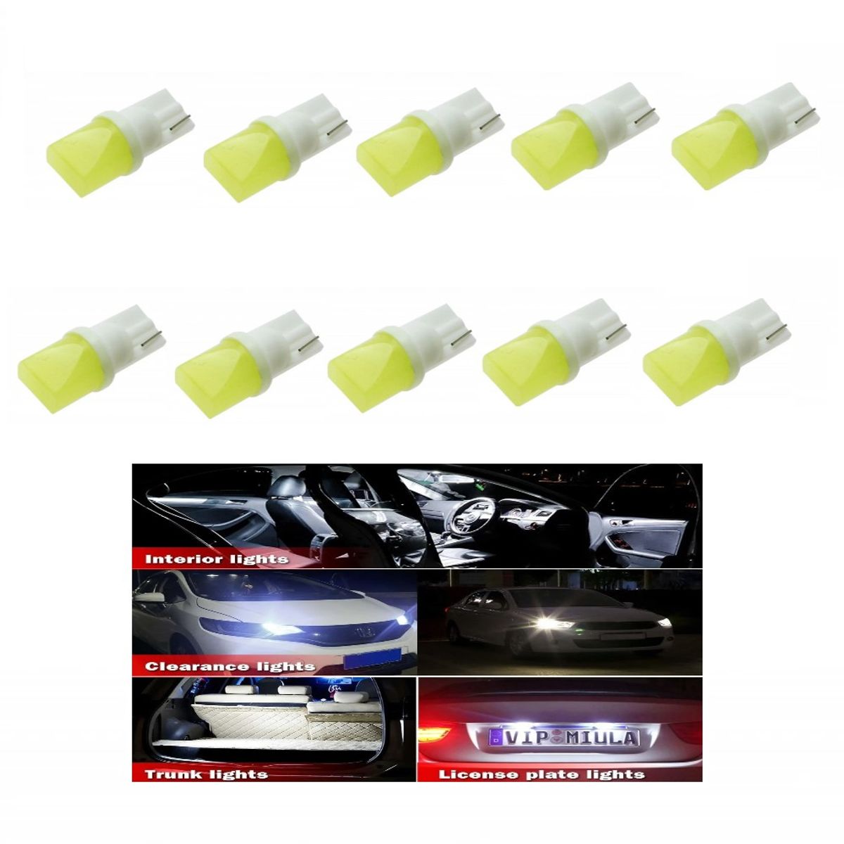 GENERICO - Set de 10 Focos Led Lagrima T10 Luz Diurna Blanco Universal