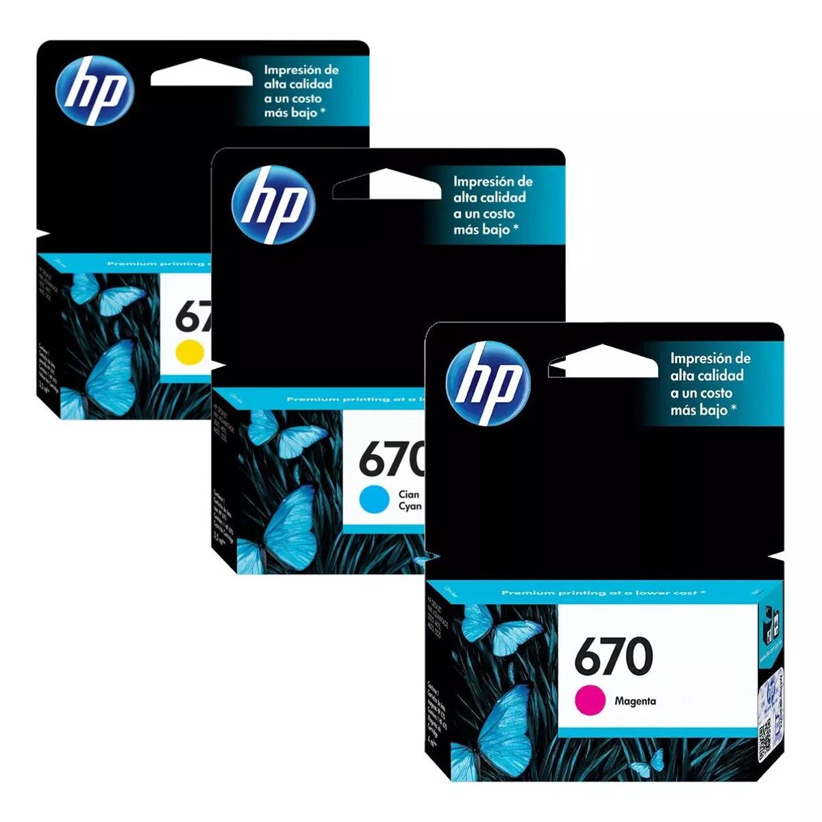HP - Kit Tinta HP 670 (Cyan, Magenta, Amarillo, Negro)