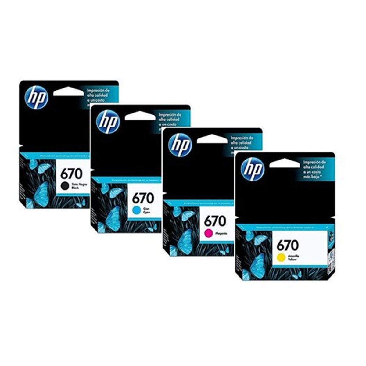 HP - Kit Tinta HP 670 (Cyan, Magenta, Amarillo, Negro)