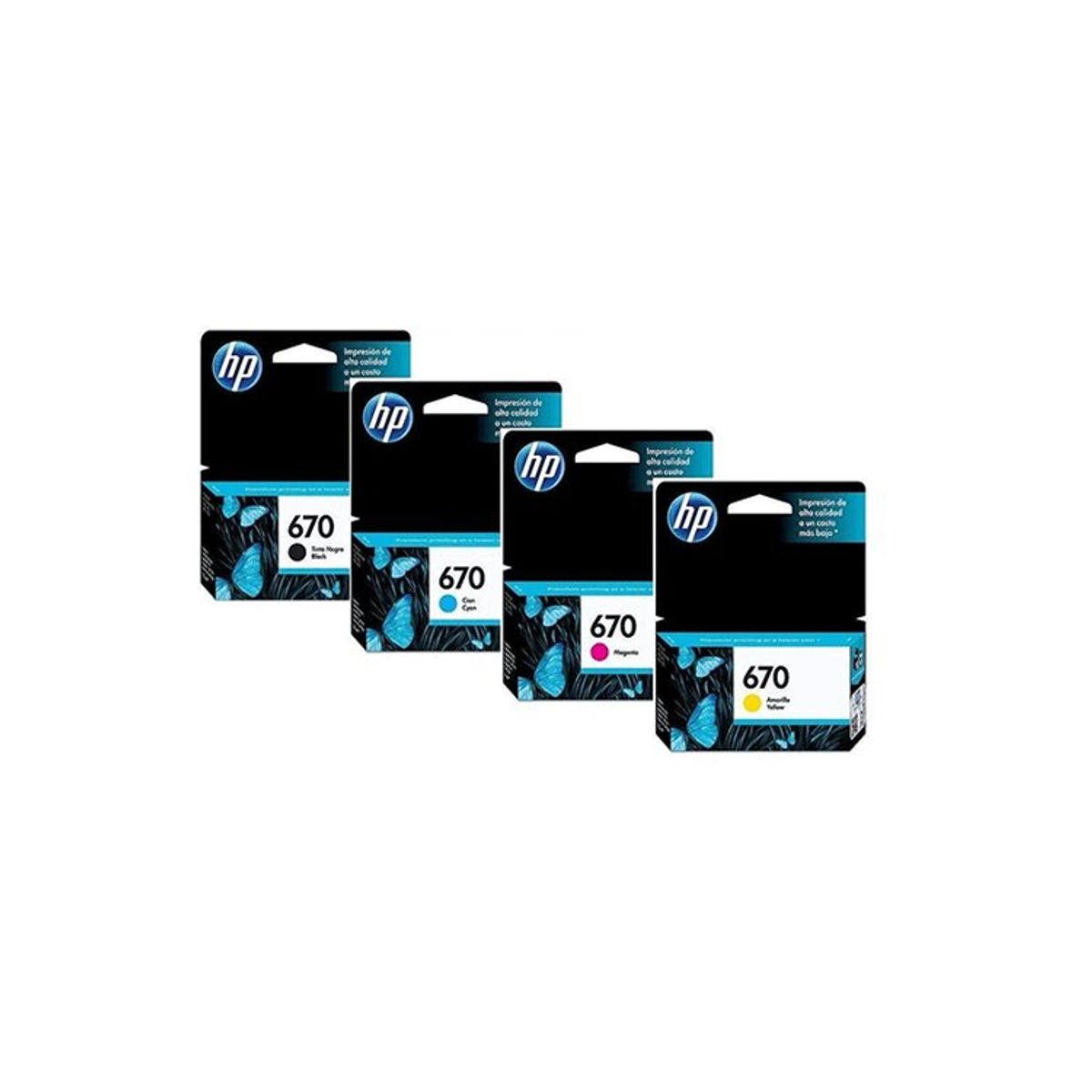 HP - Kit Tinta HP 670 (Cyan, Magenta, Amarillo, Negro)