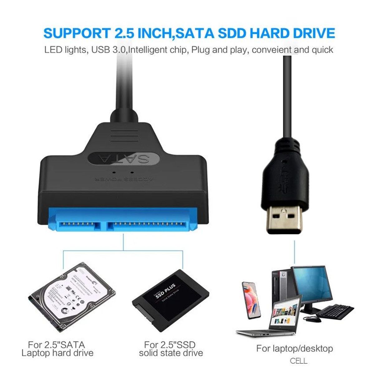 GENERICO - Convierte Disco Duro A Usb C thunderbolt Laptop Tablet Cell Macbook