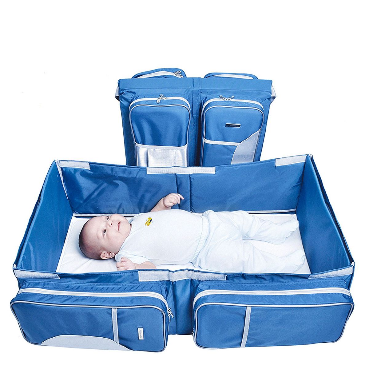 MATERNELLE - Cuna Convertible en Bolso 3 en 1 Azul
