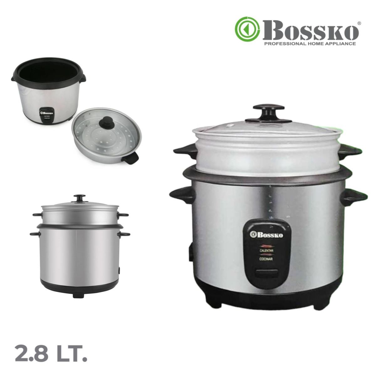 BOSSKO - Olla arrocera multiusos 2.8 lt Bossko -Acero