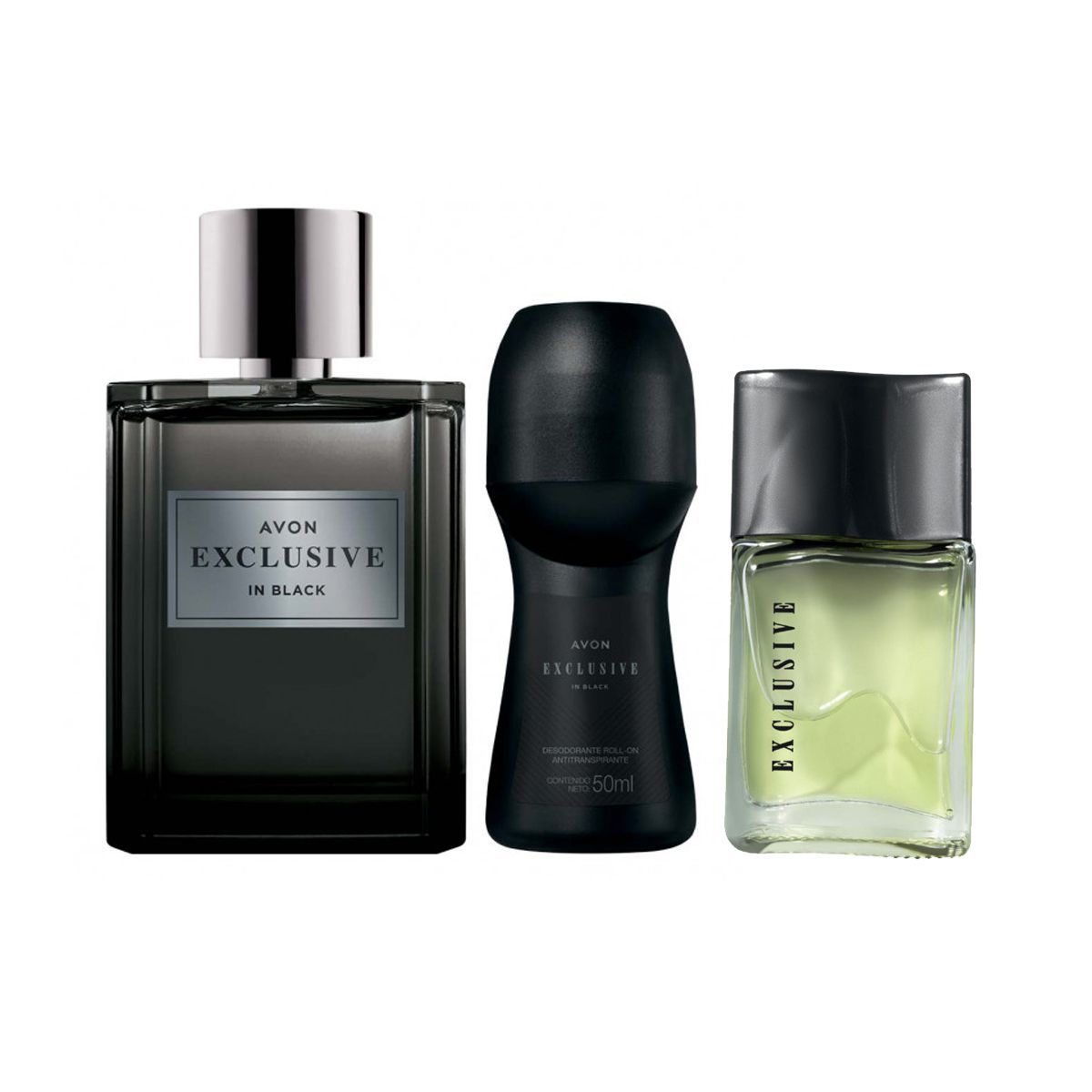 AVON - Exclusive in Black Perfume con Mini y Deo roll on