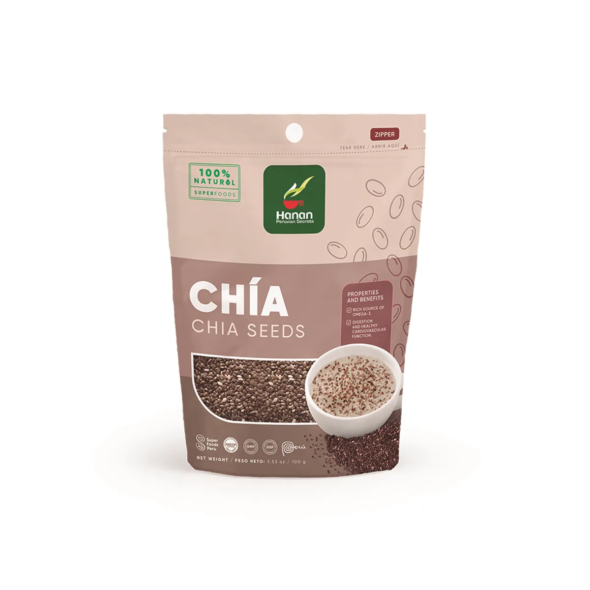 HANAN PERUVIAN SECRETS - Chía Semillas Hanan Tripack 100g