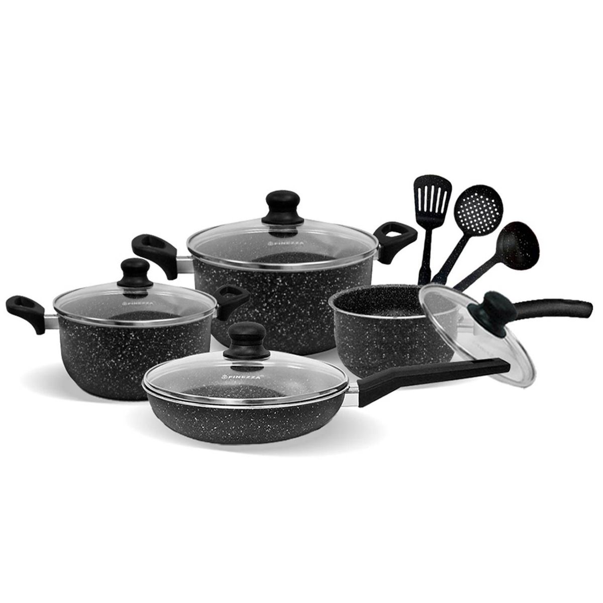FINEZZA - Juego de ollas antiadherente 11PZAS FZ X1705M Negro