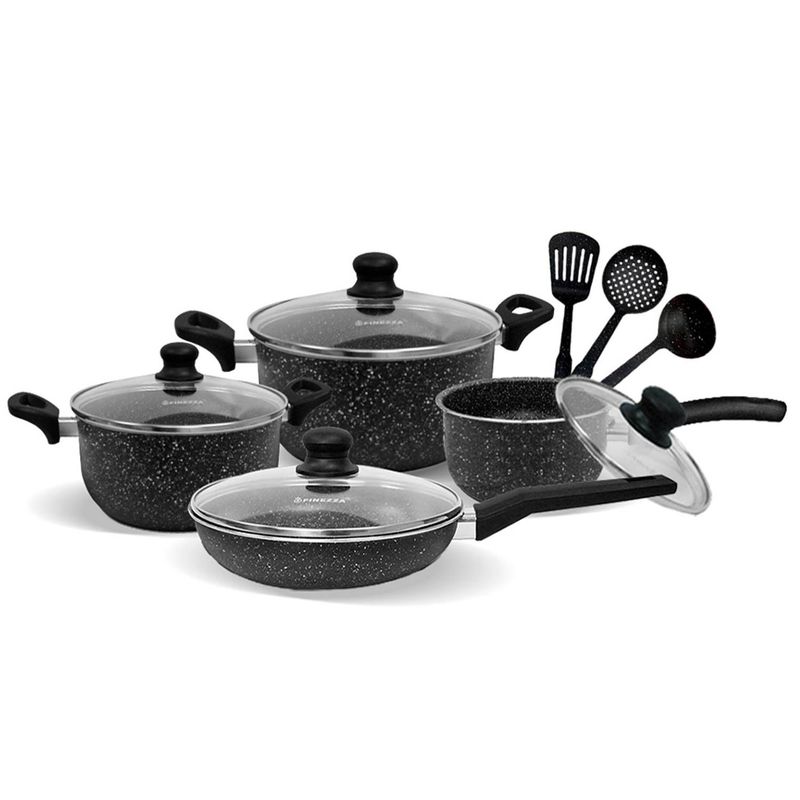 FINEZZA - Juego de ollas antiadherente 11PZAS FZ X1705M Negro
