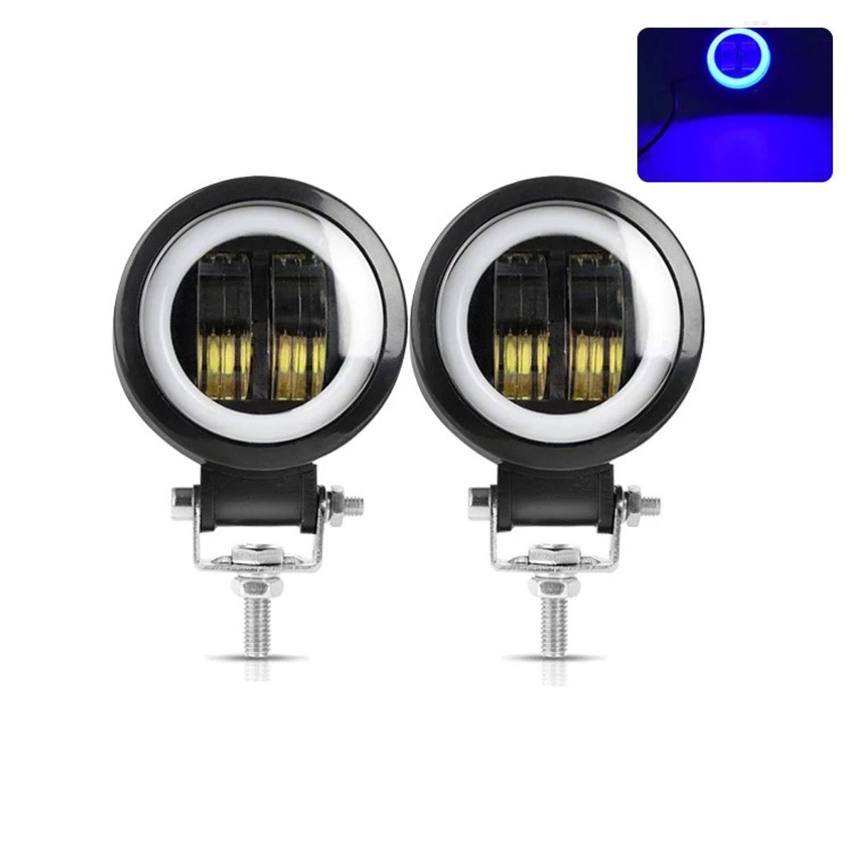 GENERICO - Par Faros Ojo De Ángel 7cm 20w Lupa 6d Aro Azul