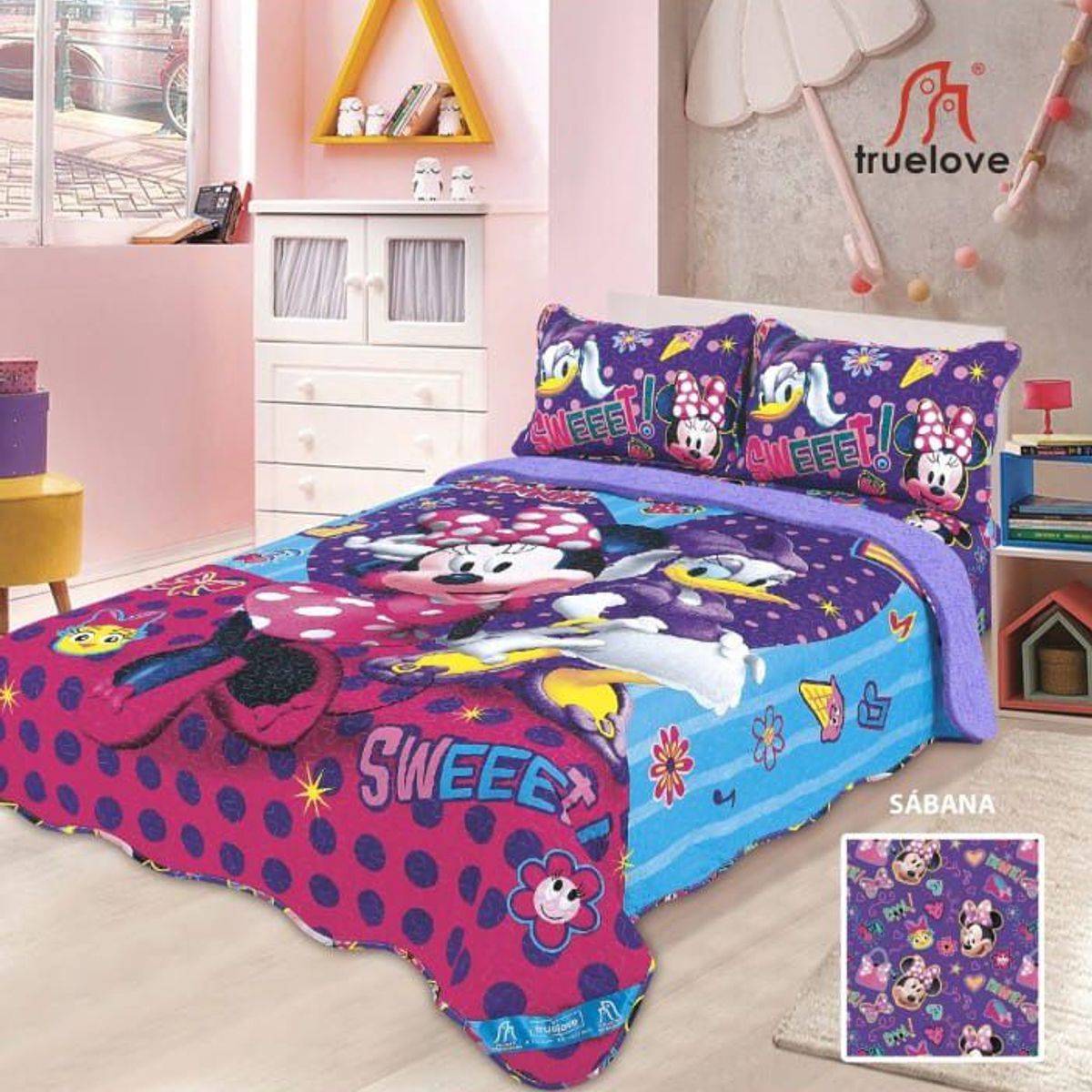 CUTE - CUBRECAMA CON SHERPA  DISNEY DE 1.5 PLZ
