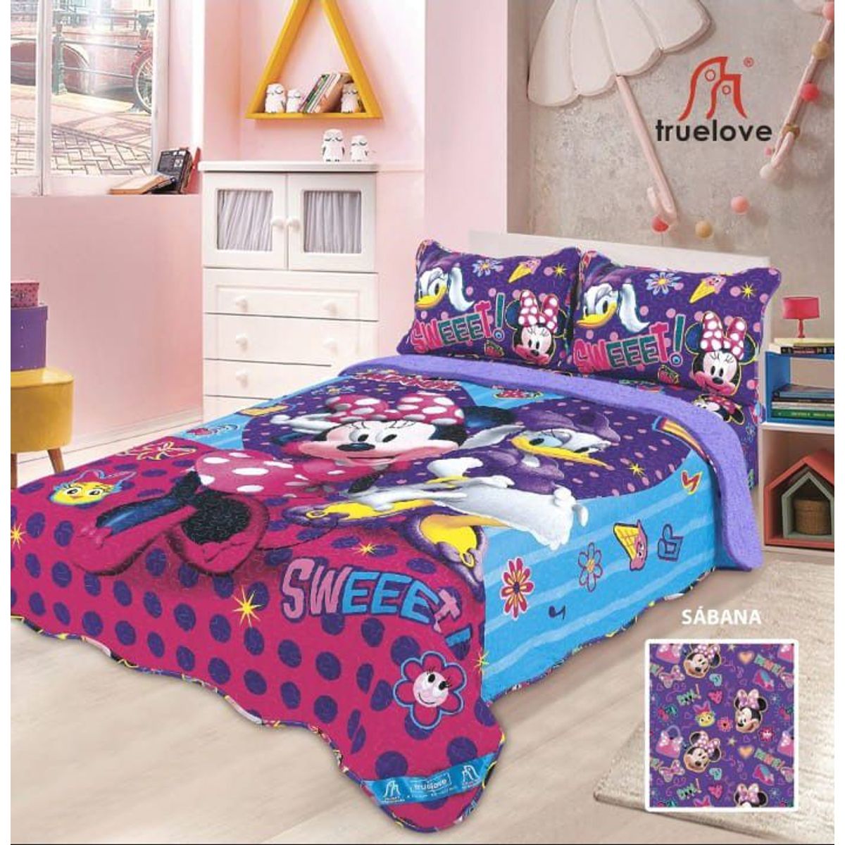 CUTE - CUBRECAMA CON SHERPA  DISNEY DE 1.5 PLZ