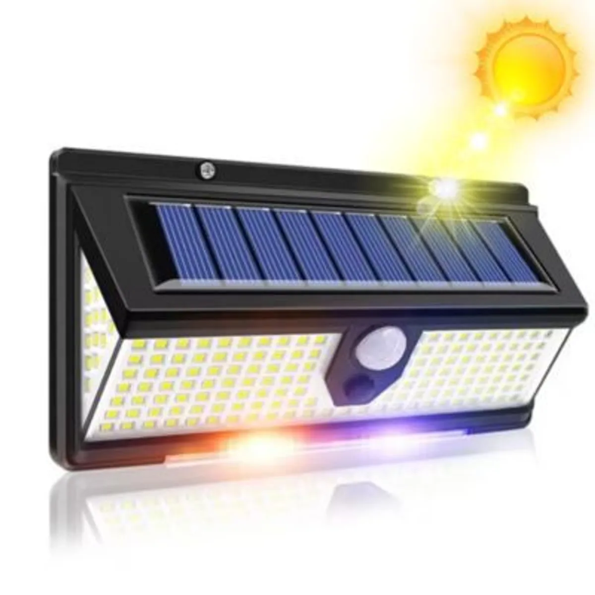 GENERICO - Lampara Foco Luz LED con Panel Solar con Sensor Movimiento Bateria Recargable