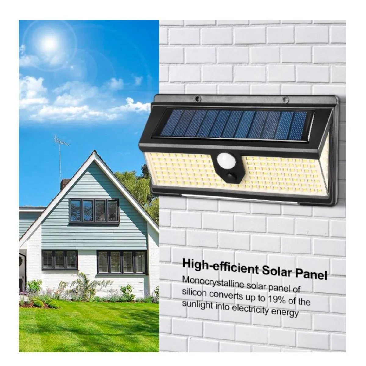 GENERICO - Lampara Foco Luz LED con Panel Solar con Sensor Movimiento Bateria Recargable