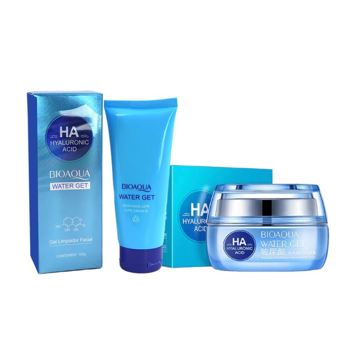 BIOAQUA - Dúo Facial Jabón 100Gr Y Crema 50Gr Bioaqua Con Ácido Hialurónico