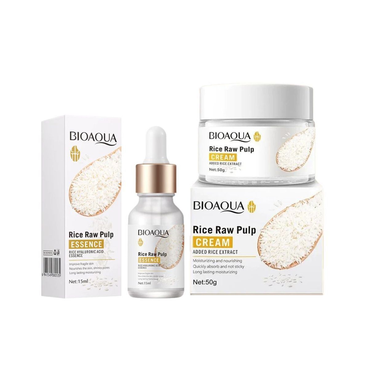 BIOAQUA - Dúo Facial Bioaqua Rice Raw Pulp Serum 15Ml Y Crema 50Gr