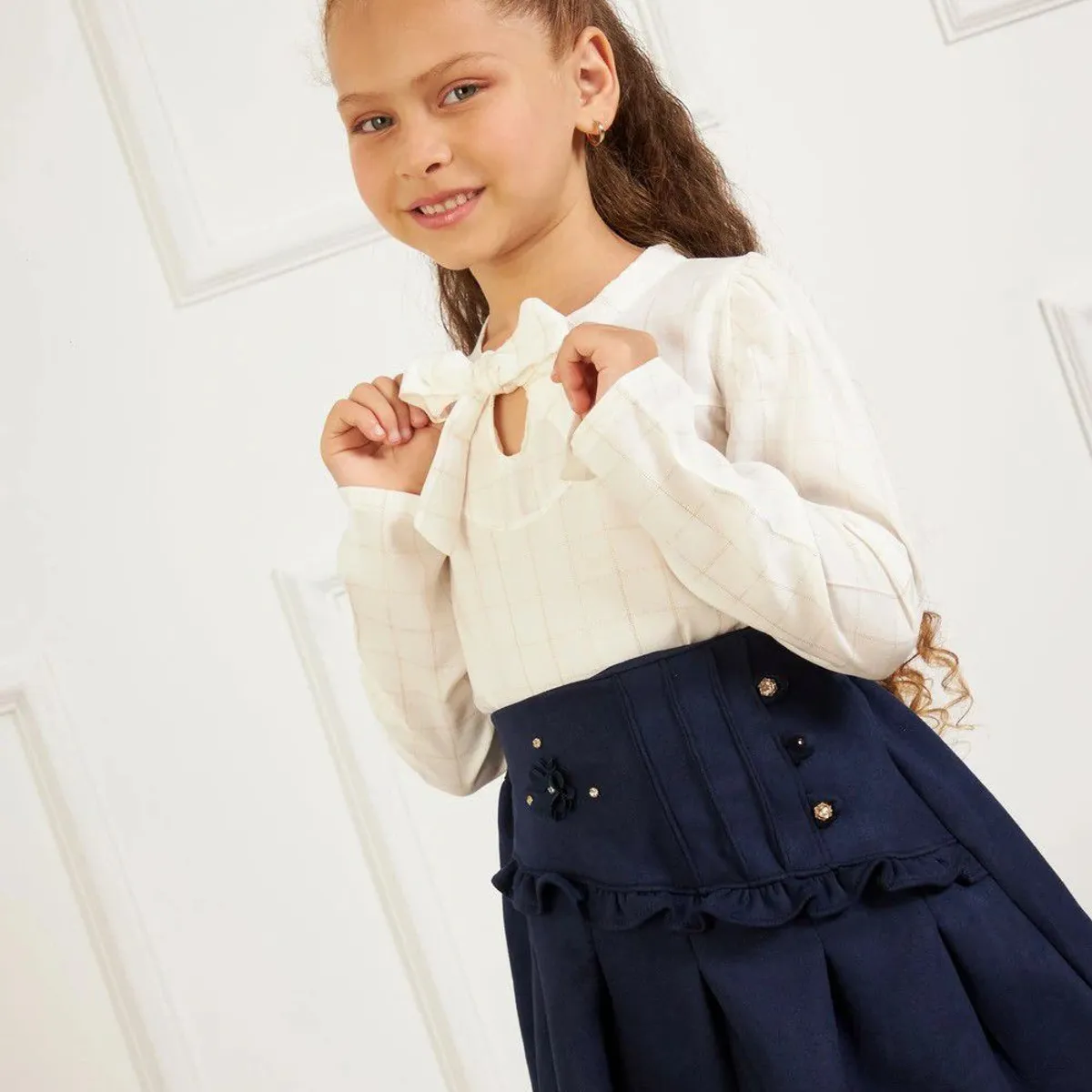 KIDS MASHMELO - Falda Pretina Asimetrica y Tableros para Niña Kids Mashmelo