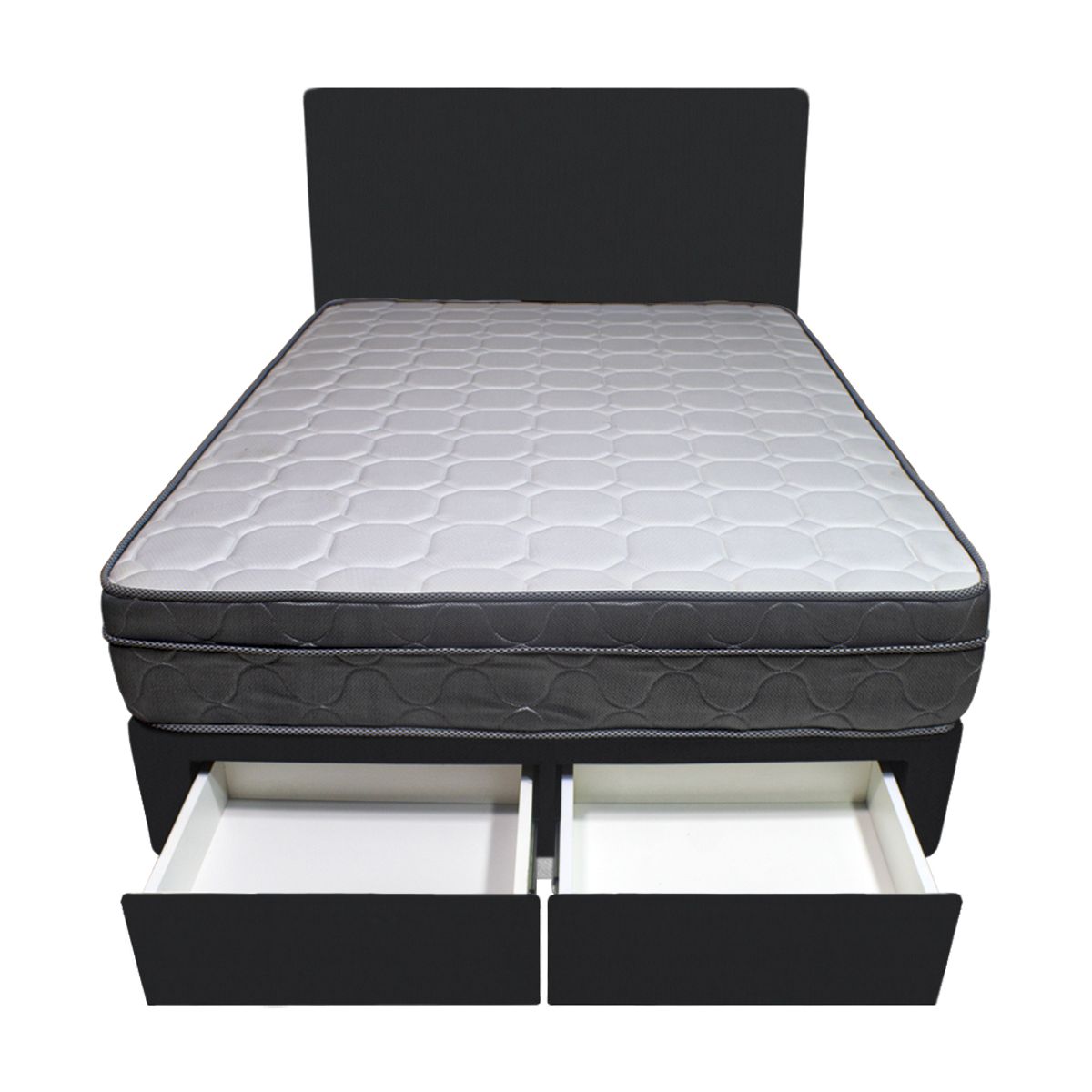 BARAKA HOME - Dormitorio Turin + 2 Cajones 2 Plz + Cabecera - Negro