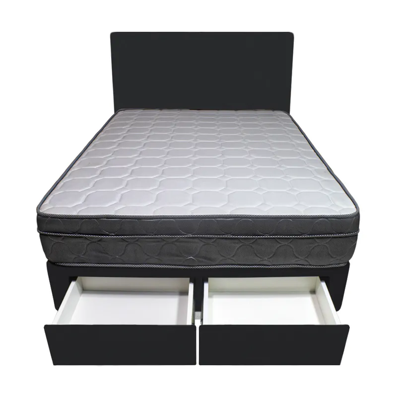 BARAKA HOME - Dormitorio Turin + 2 Cajones 2 Plz + Cabecera - Negro