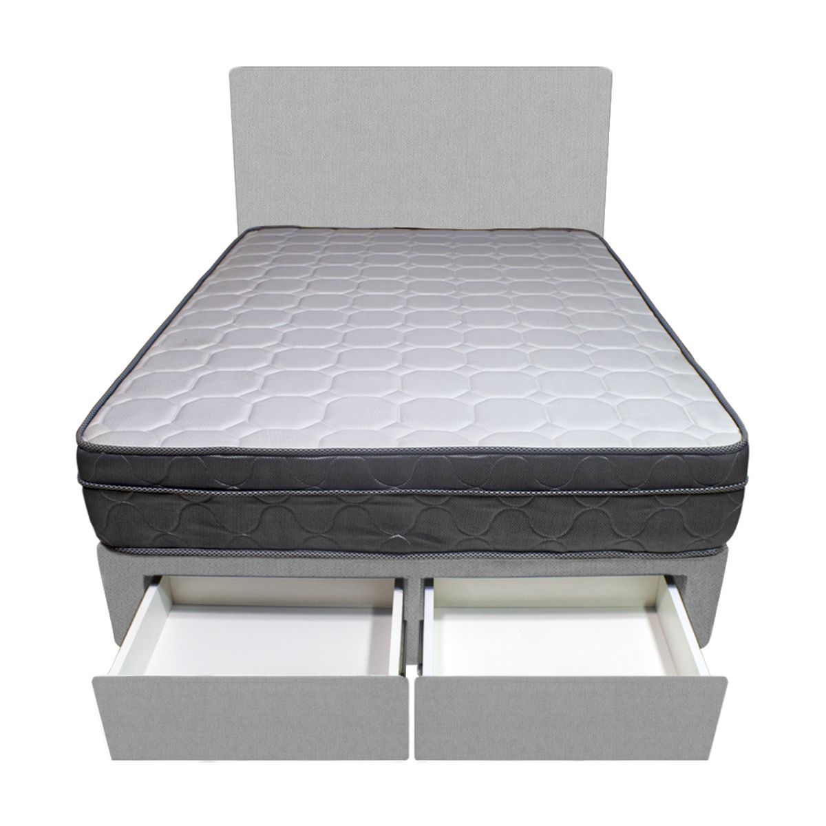 BARAKA HOME - Dormitorio Turin + 2 Cajones 2 Plz + Cabecera - Gris Claro